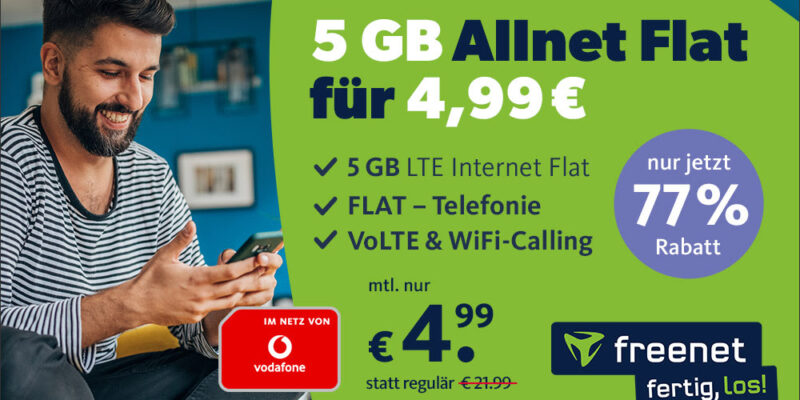 5 GB Vodafone Allnet Flat für 4,99€